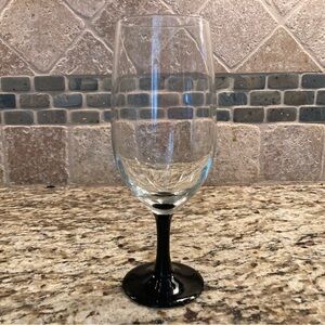 Elegant Vintage Black Stem Water Glass, Luminarc